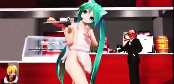  sexy naked apron 3D anime girl dance